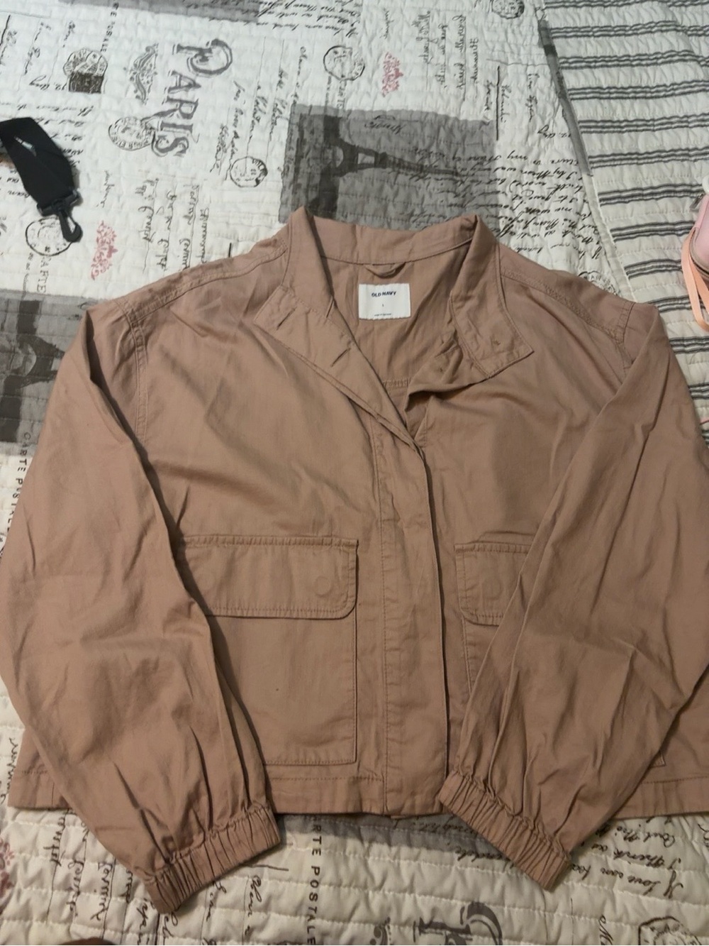 Old Navy Cropped Utility Jacket in Taupe